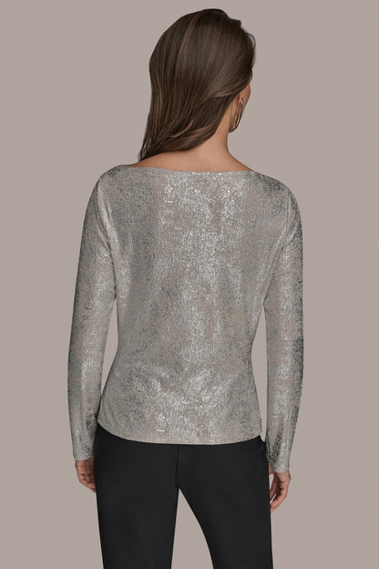 LONG SLEEVE FOIL TOP - vapor/silver