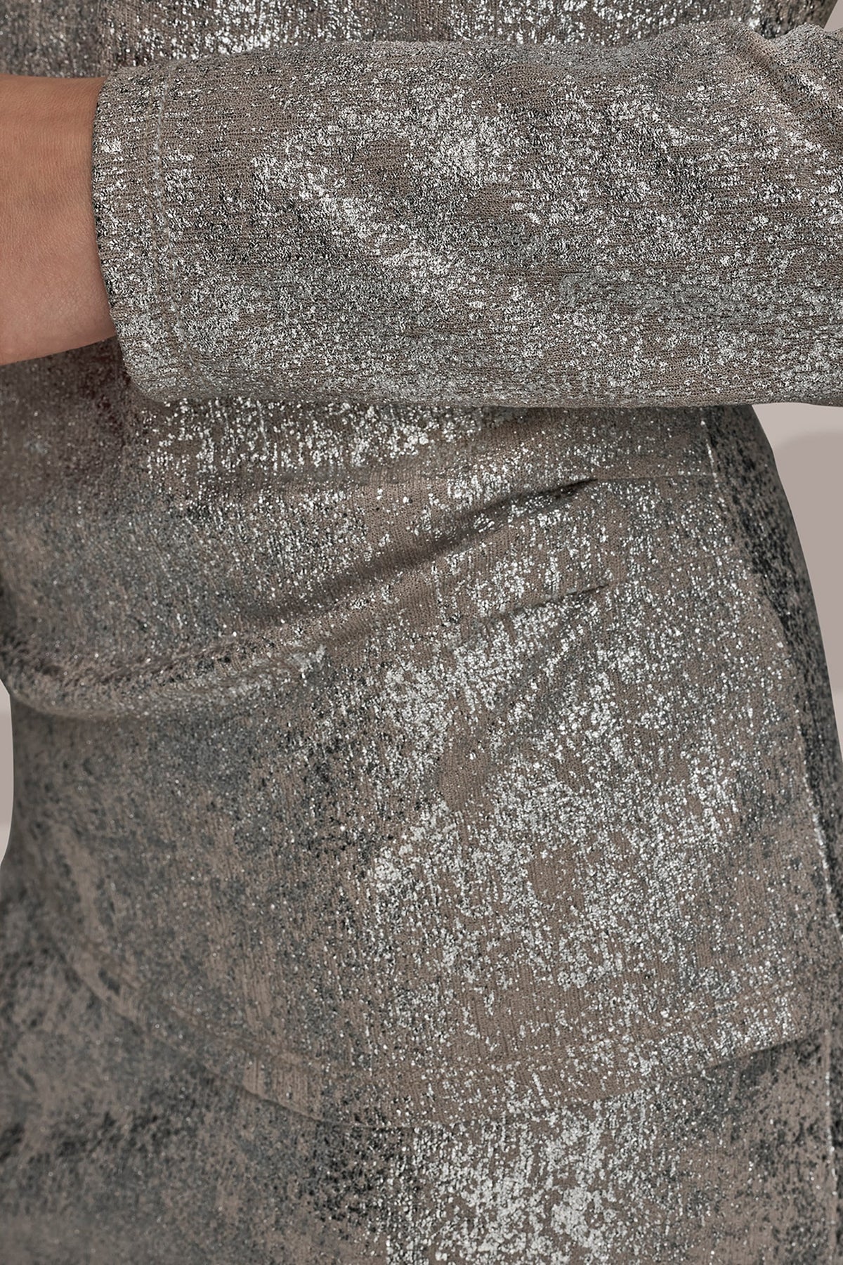LONG SLEEVE FOIL TOP - vapor/silver