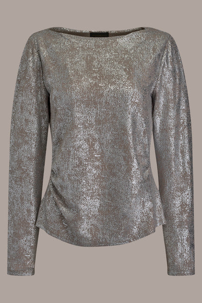 LONG SLEEVE FOIL TOP - vapor/silver