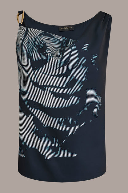 FLORAL COWL-NECK CUTOUT SHOULDER CAMI - Nightfall Multi