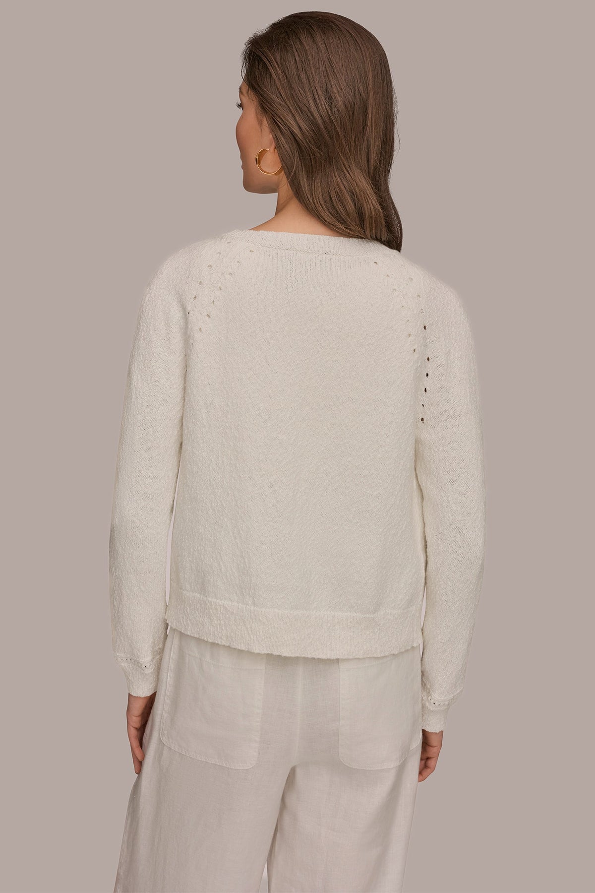 POINTELLE TRIM CARDIGAN - Cream