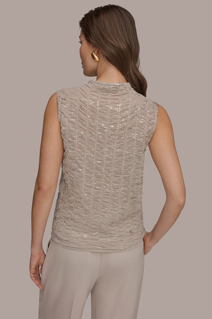 METALLIC RUCHED SWEATER - Tuscan Grey