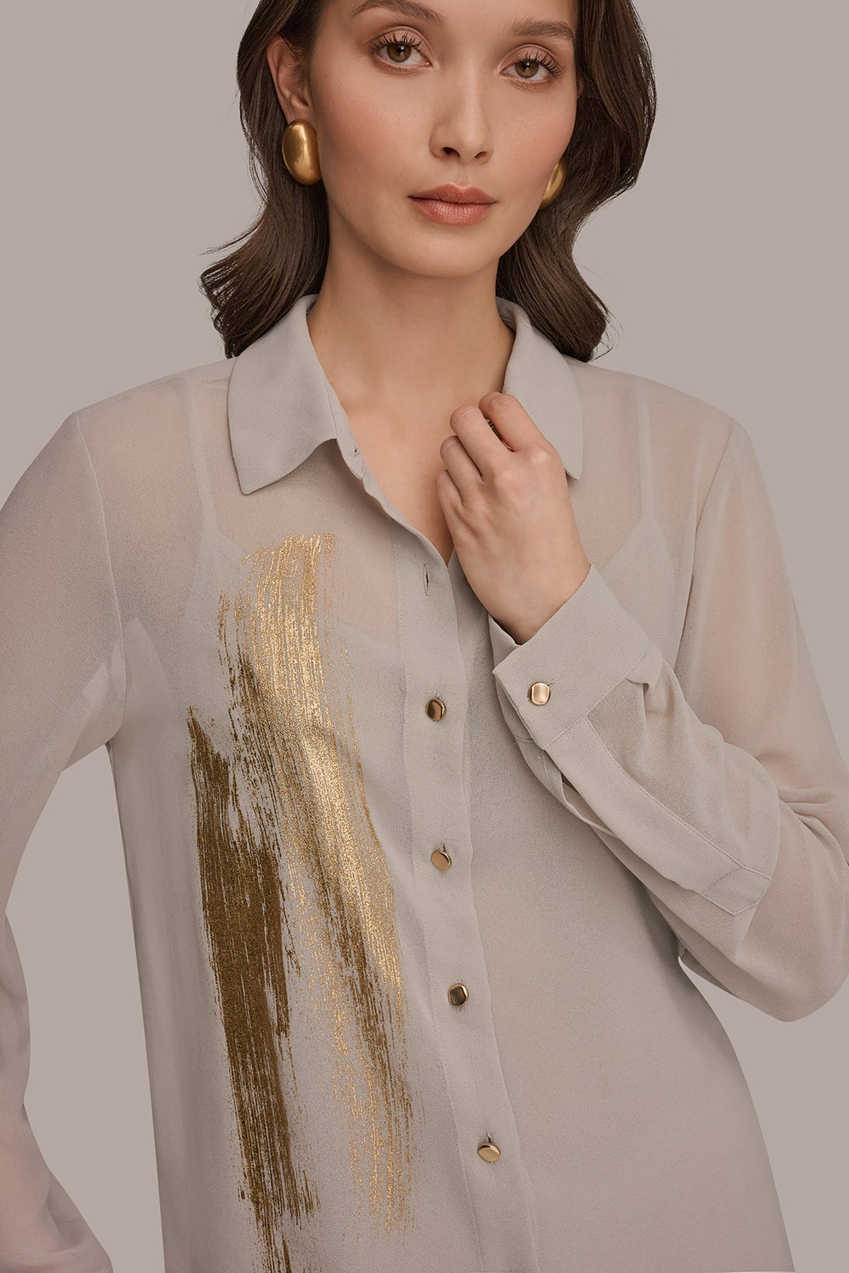 METALLIC BRUSHSTROKE BLOUSE - Turin/Champagne Gold