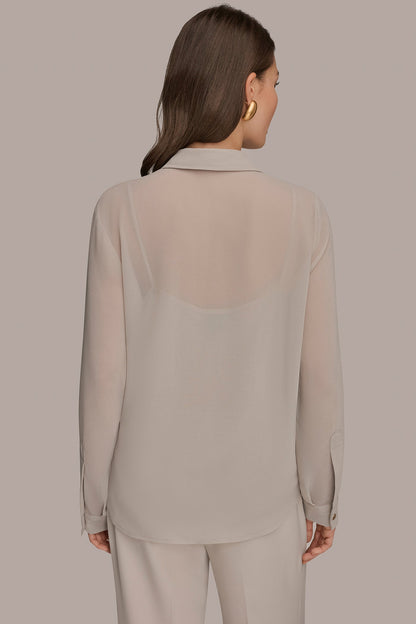 METALLIC BRUSHSTROKE BLOUSE - Turin/Champagne Gold