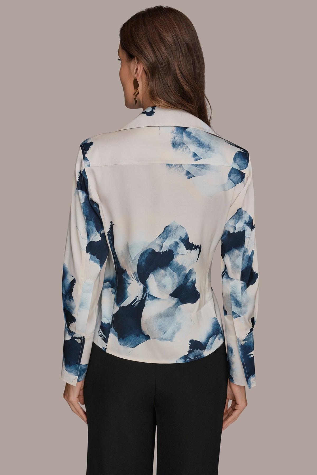 FLORAL HIGH-LOW BLOUSE - Nightfall/Sea Mist