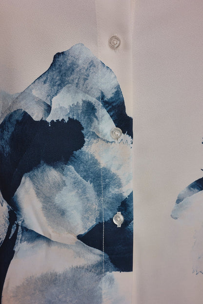 FLORAL HIGH-LOW BLOUSE - Nightfall/Sea Mist