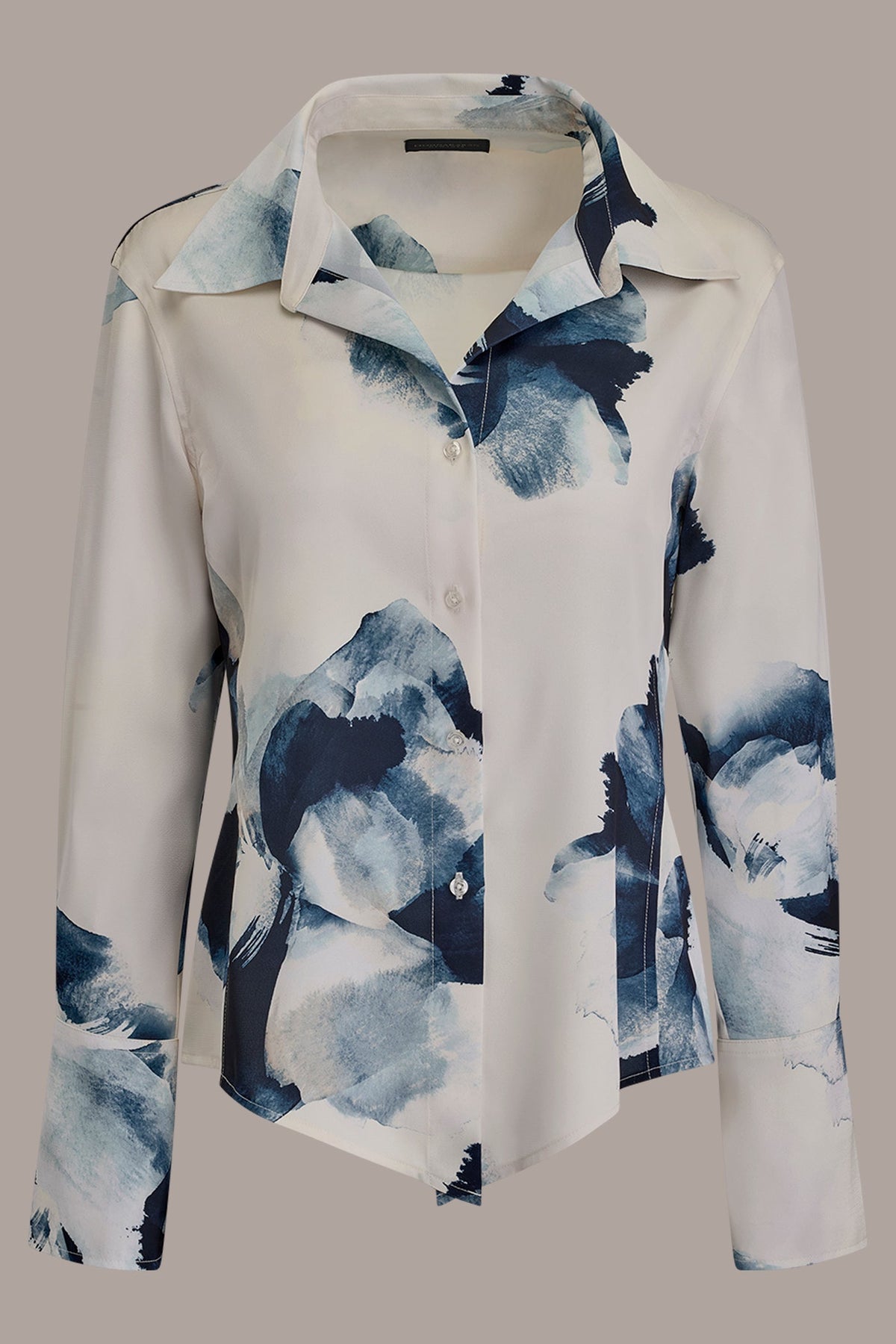 FLORAL HIGH-LOW BLOUSE - Nightfall/Sea Mist