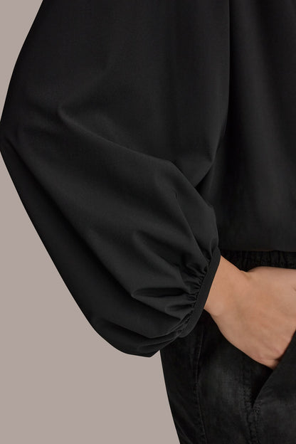 THE MODERN TRAVEL BALLOON SLEEVE BLOUSE - Black