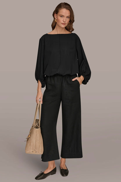 THE MODERN TRAVEL BALLOON SLEEVE BLOUSE - Black