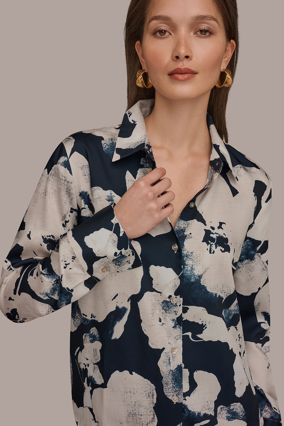 DRAWSTRING HEM BLOUSE - Nightfall Multi