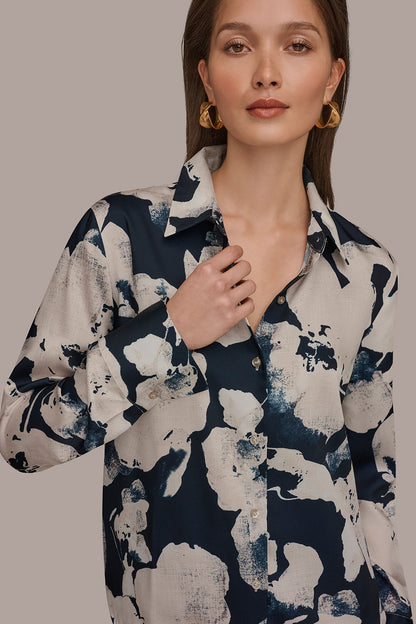DRAWSTRING HEM BLOUSE - Nightfall Multi