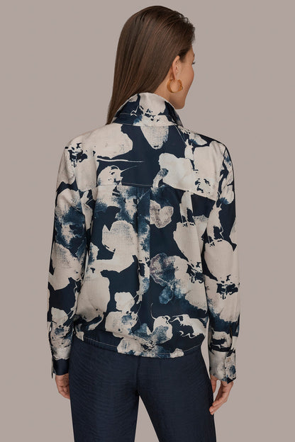 DRAWSTRING HEM BLOUSE - Nightfall Multi