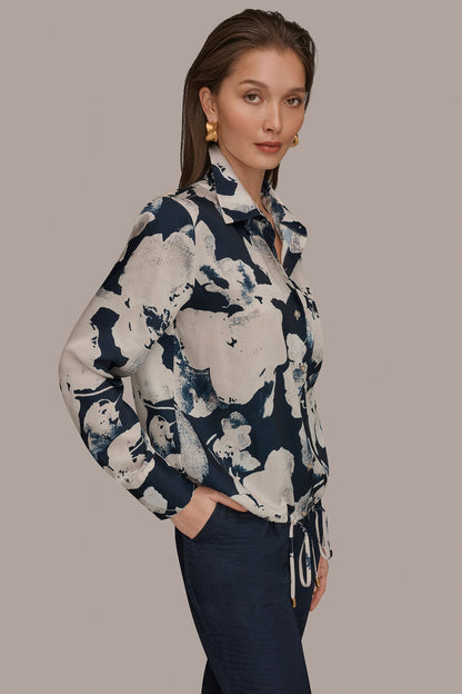 DRAWSTRING HEM BLOUSE - Nightfall Multi