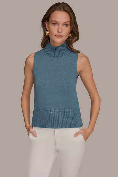SLEEVELESS A-LINE SWEATER - Washed Indigo