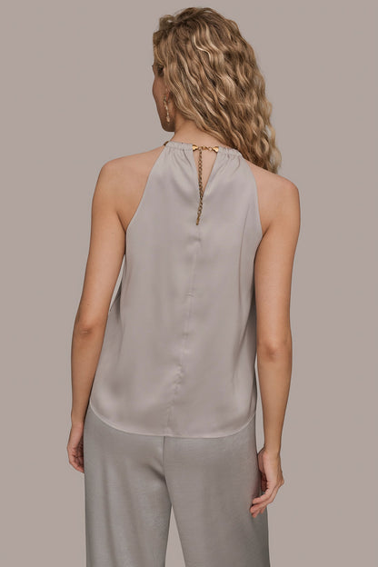 TWIST HALTERNECK BLOUSE - VAPOR