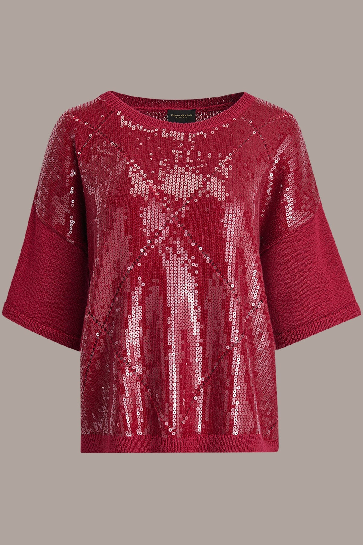 ELBOW-SLEEVE SEQUIN SWEATER - METROPOLITAN RED