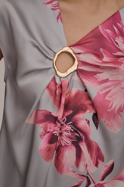 CIRCLE KEYHOLE BLOUSE - Pink Sand Multi