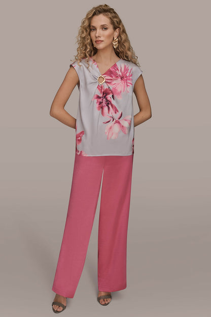 CIRCLE KEYHOLE BLOUSE - Pink Sand Multi