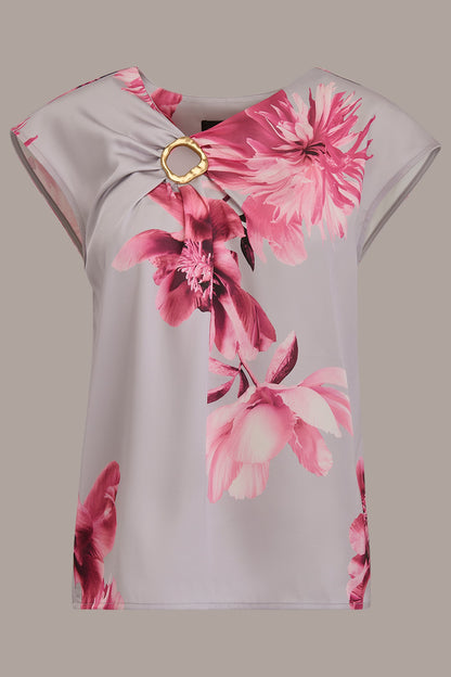 CIRCLE KEYHOLE BLOUSE - Pink Sand Multi
