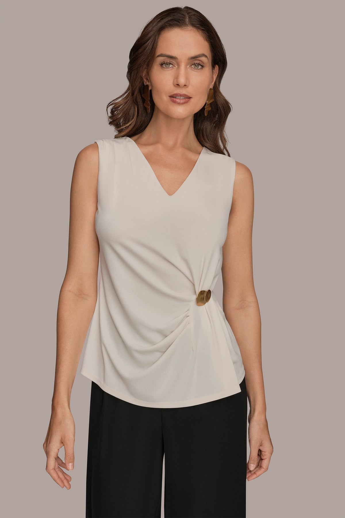V-NECK TOP - Cream