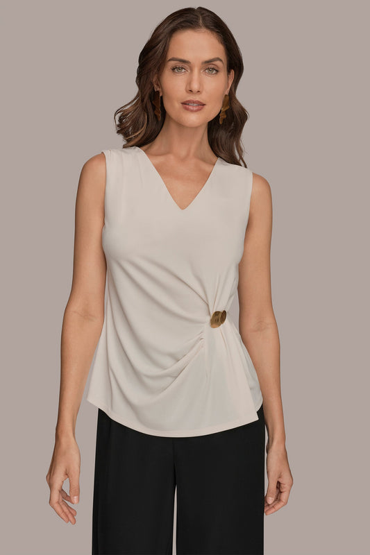 V-NECK TOP - Cream