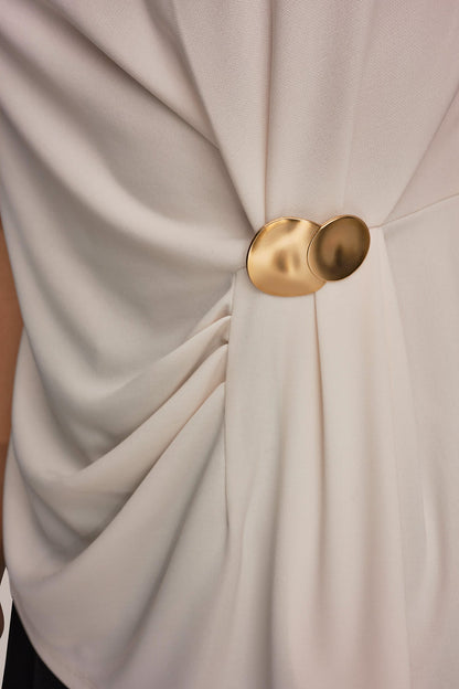 V-NECK TOP - Cream