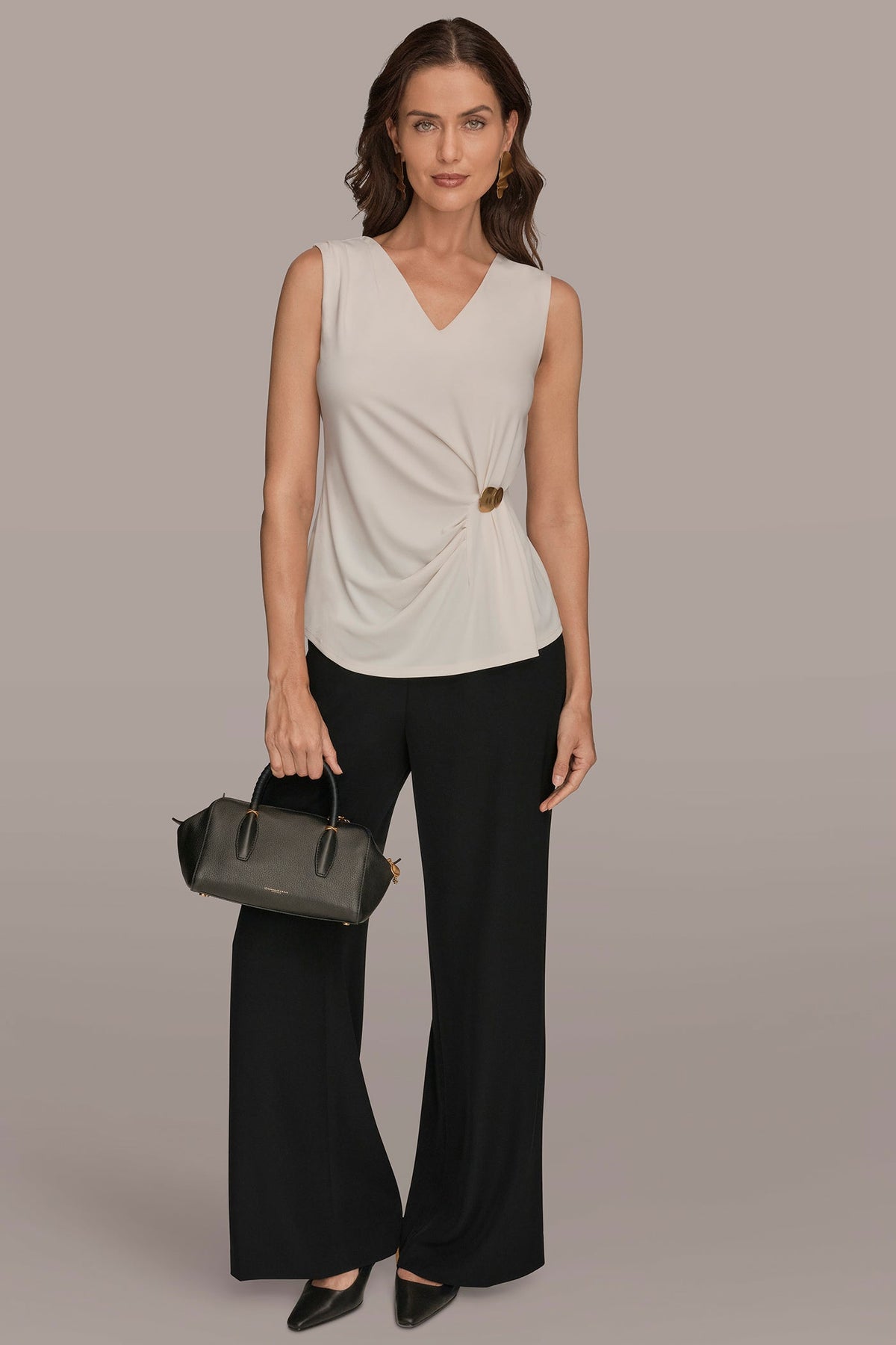 V-NECK TOP - Cream