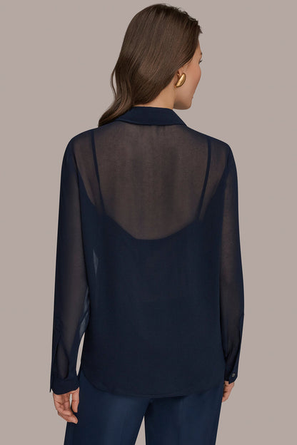 METALLIC BRUSHSTROKE BLOUSE - Nightfall/Gunmetal
