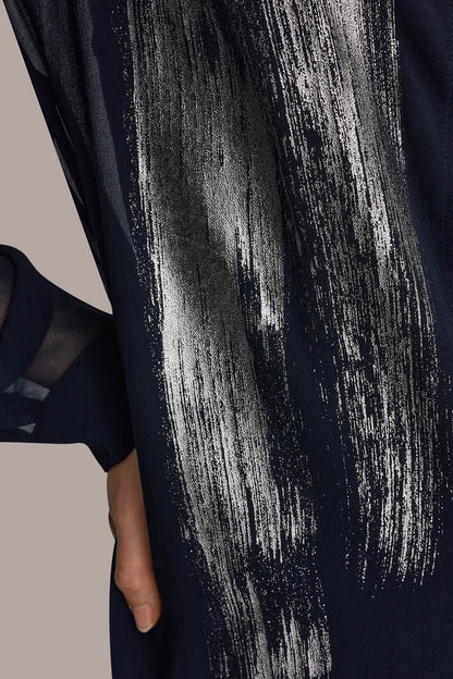 METALLIC BRUSHSTROKE BLOUSE - Nightfall/Gunmetal