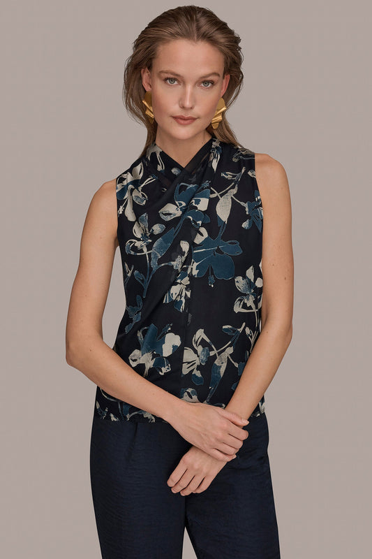 FLORAL CRISSCROSS TOP - Nightfall Multi