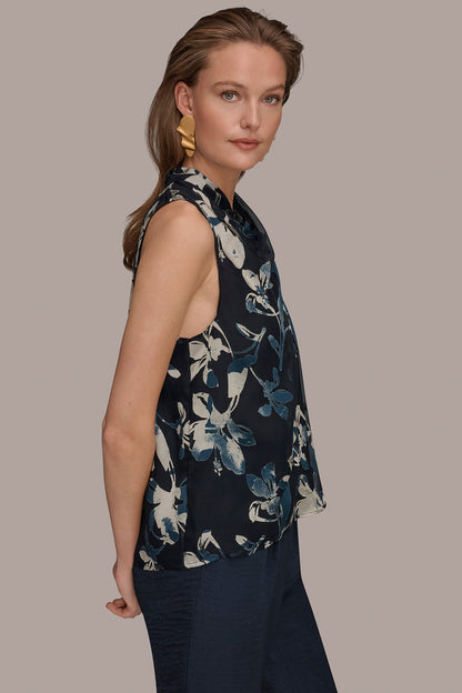 FLORAL CRISSCROSS TOP - Nightfall Multi