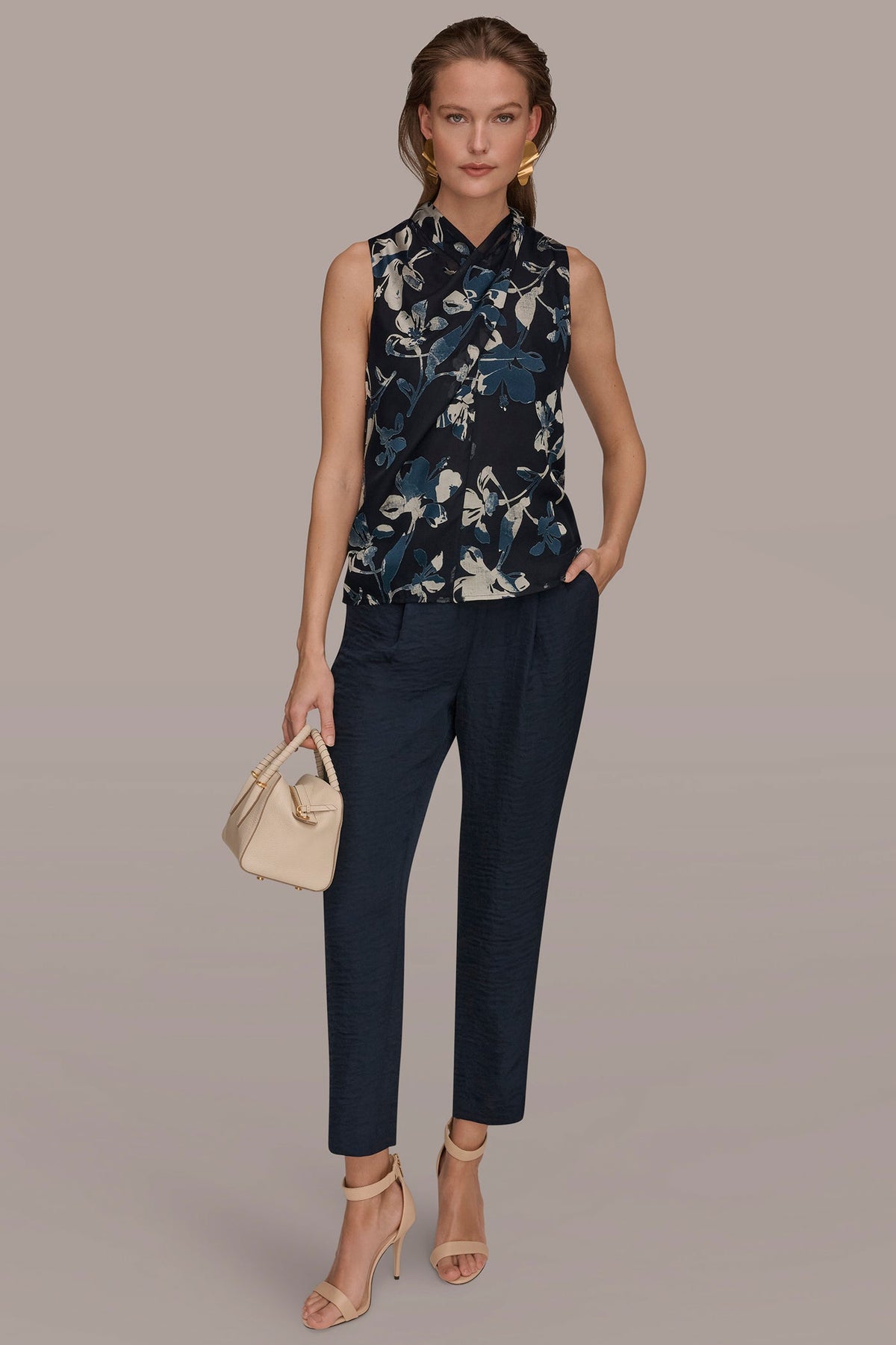 FLORAL CRISSCROSS TOP - Nightfall Multi