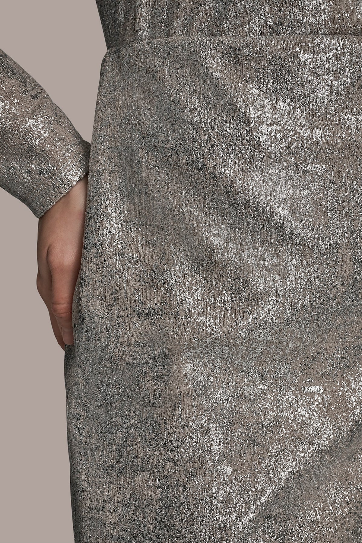 METALLIC FOIL PENCIL SKIRT - VAPOR