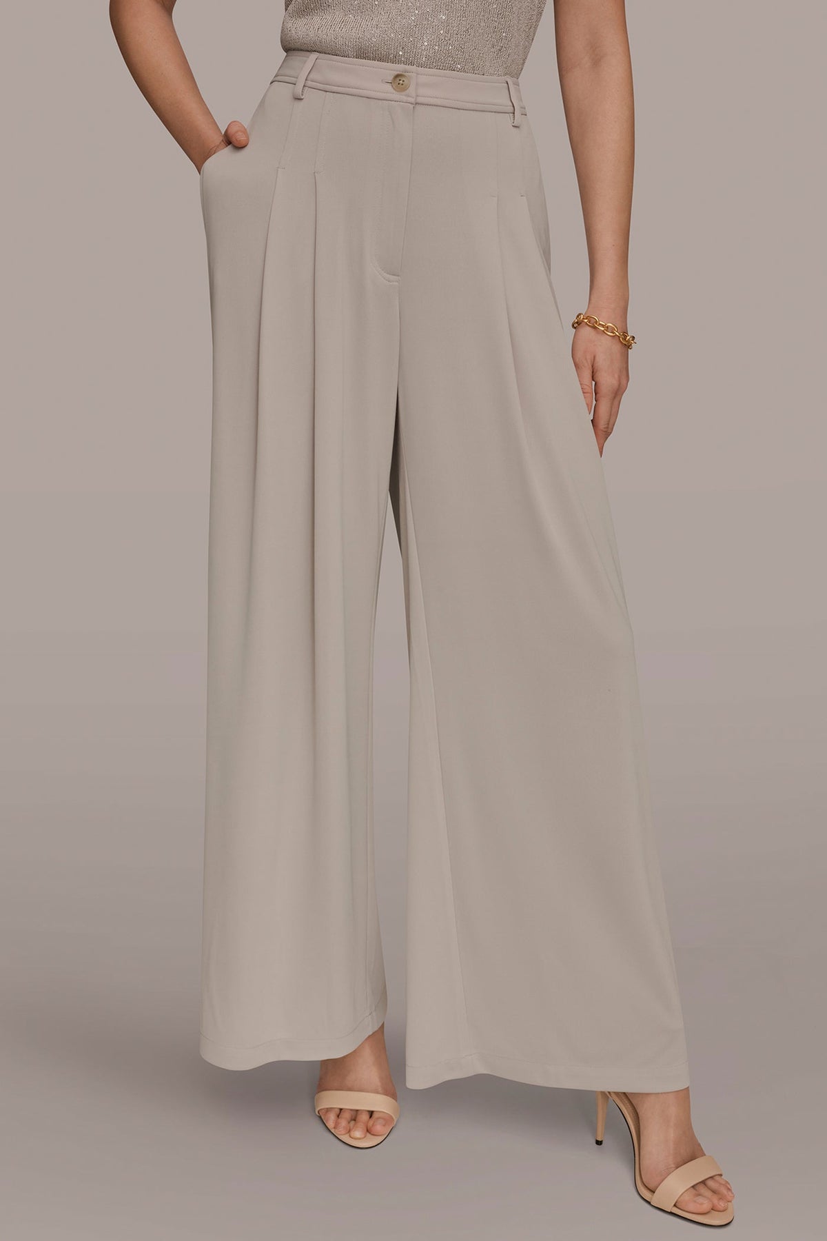 PLEATED KNIT PANT - Tuscan Grey