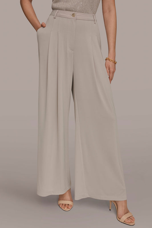 PLEATED KNIT PANT - Tuscan Grey