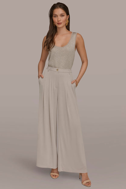 PLEATED KNIT PANT - Tuscan Grey