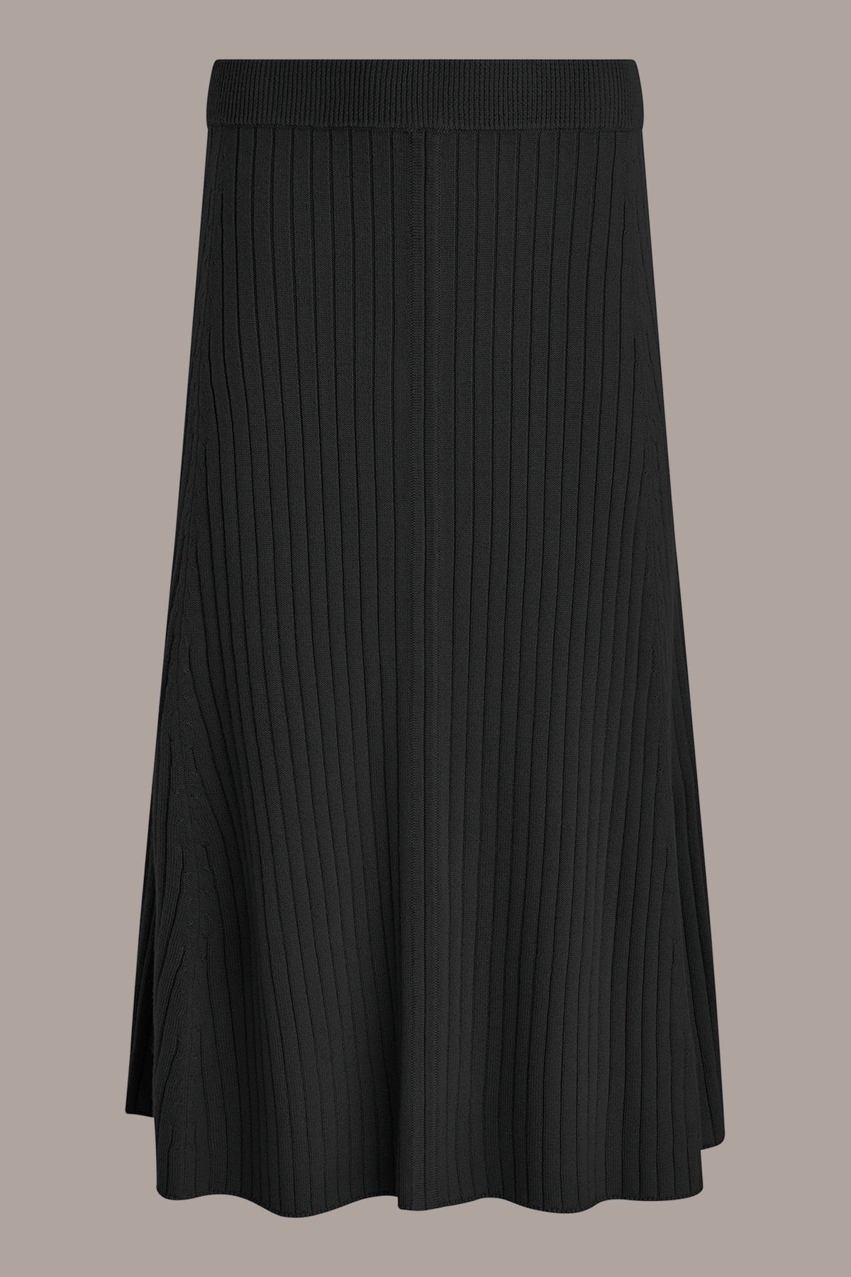 RIBBED SWEATER MIDI A-LINE SKIRT - Black