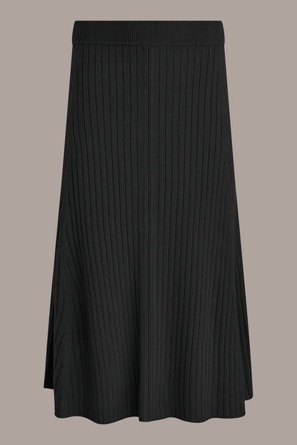 RIBBED SWEATER MIDI A-LINE SKIRT - Black