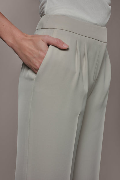 MID-RISE PLEATED WIDE-LEG SUIT PANT - Tuscan Grey