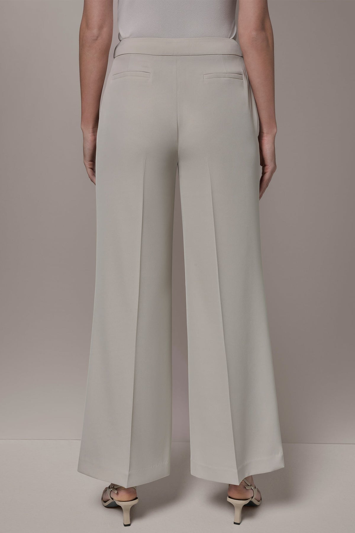 MID-RISE PLEATED WIDE-LEG SUIT PANT - Tuscan Grey