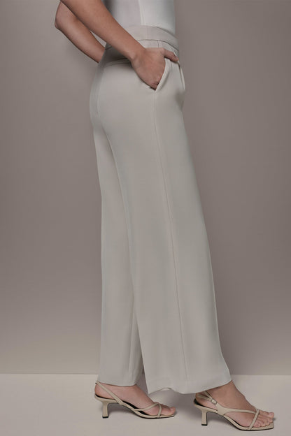 MID-RISE PLEATED WIDE-LEG SUIT PANT - Tuscan Grey