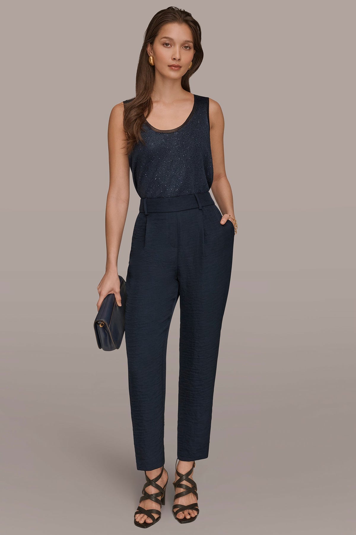 PLEATED STRAIGHT PANT - NIGHTFALL