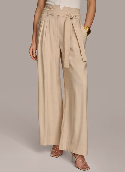 HIGH WAIST WIDE LEG PANT - Sand