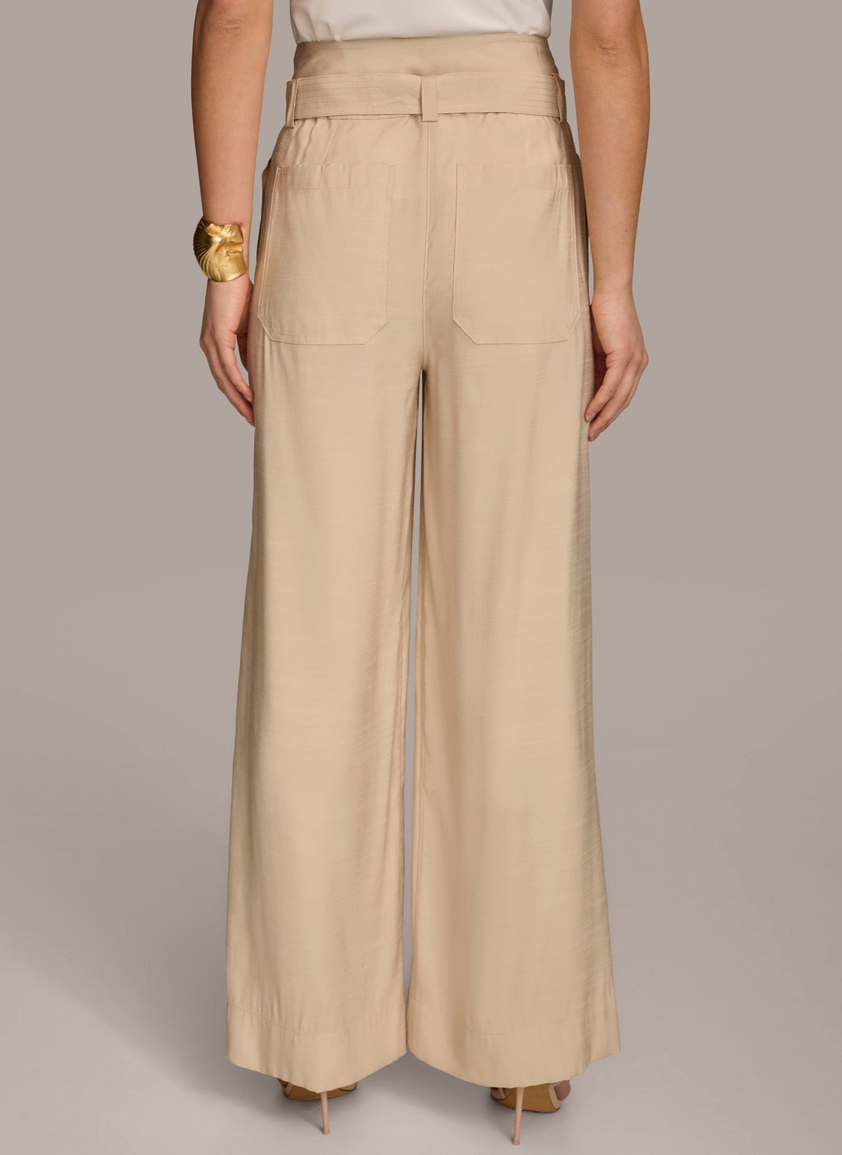 HIGH WAIST WIDE LEG PANT - Sand