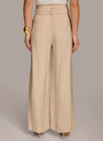 HIGH WAIST WIDE LEG PANT - Sand