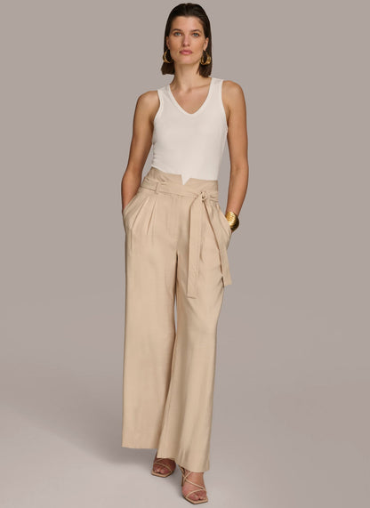 HIGH WAIST WIDE LEG PANT - Sand
