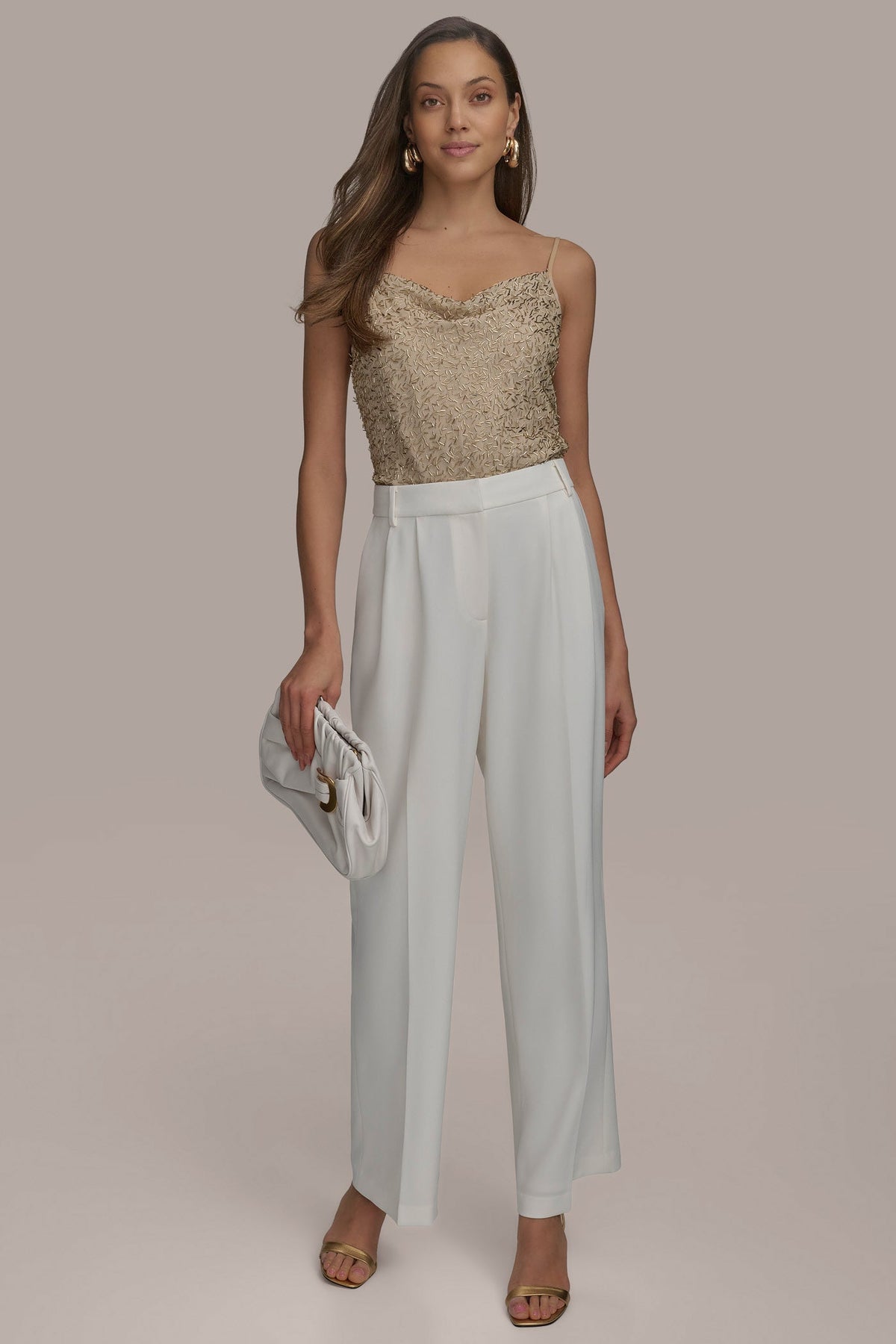 WIDE PANT WITH PLEATS - CREAM
