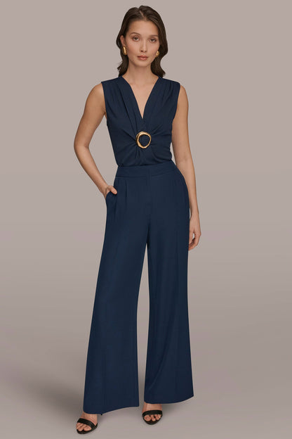 MID-RISE PLEATED WIDE-LEG SUIT PANT - Nightfall