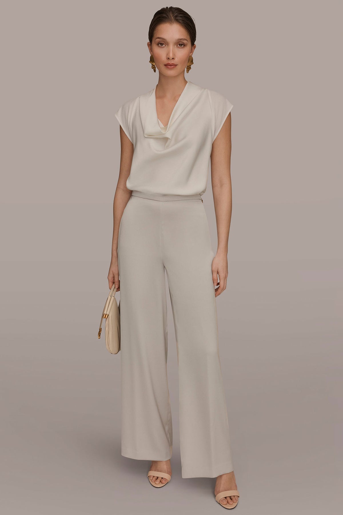 WIDE LEG PULL ON PANT - Tuscan Grey