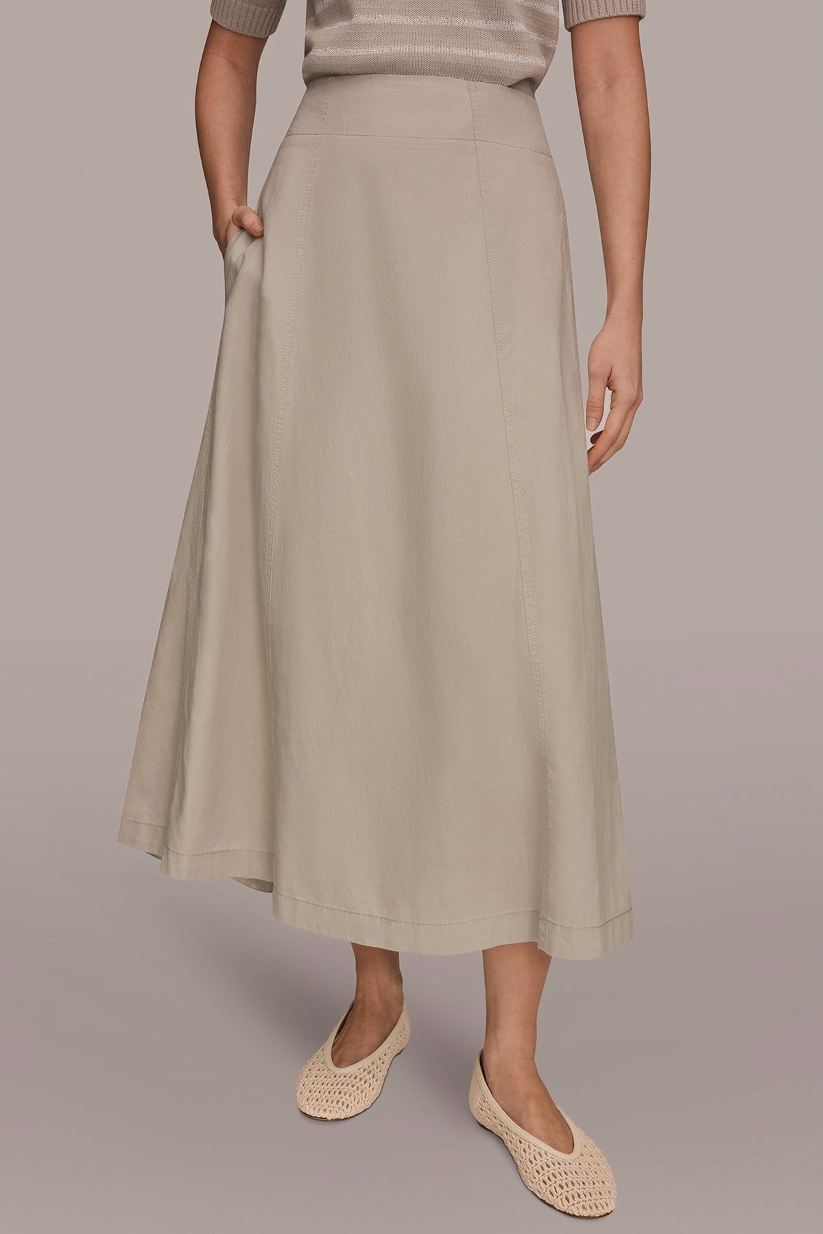 MIDI A-LINE PANEL SKIRT - Tuscan Grey